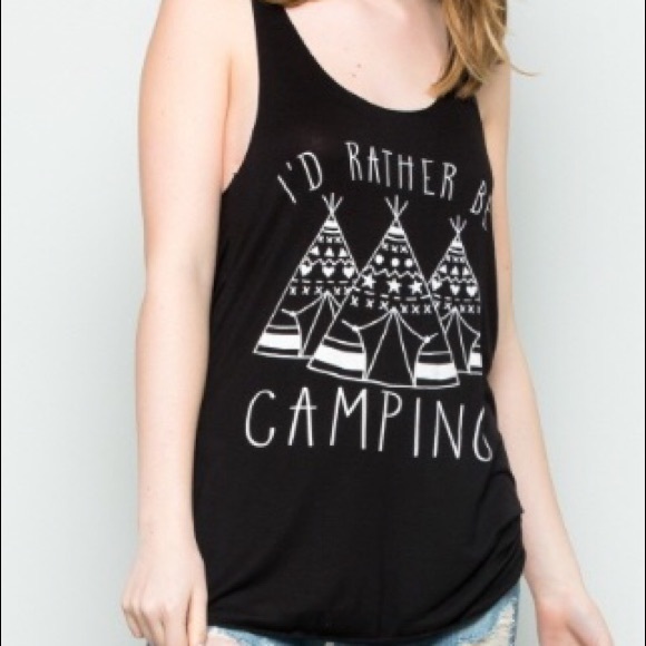 I’d Rather Be Camping Racerback Graphic Tank Top - Picture 2 of 2